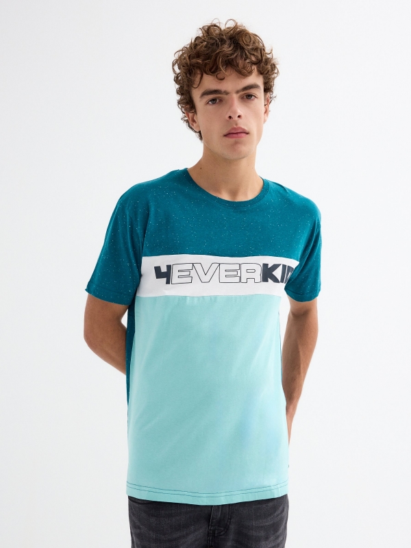 4everkid T-shirt petrol blue middle front view