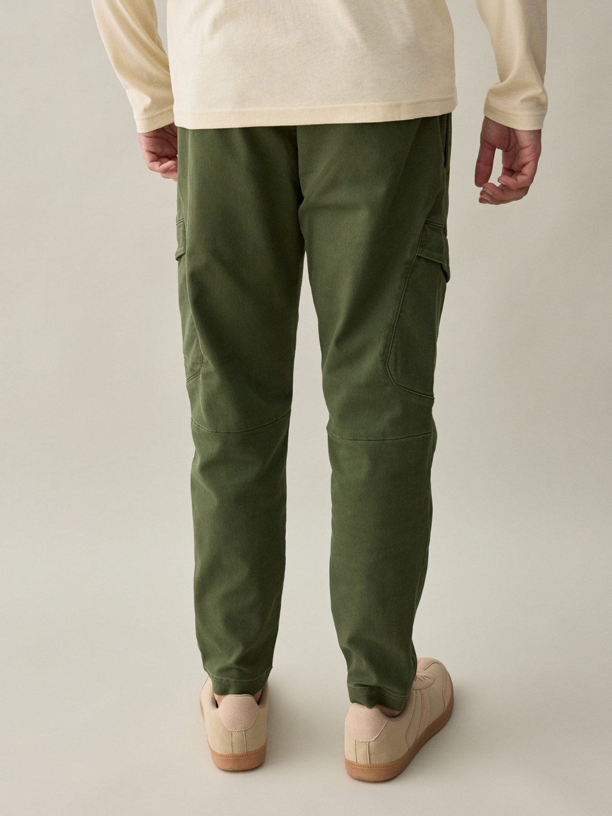 Men's cargo jogger pants green middle back view