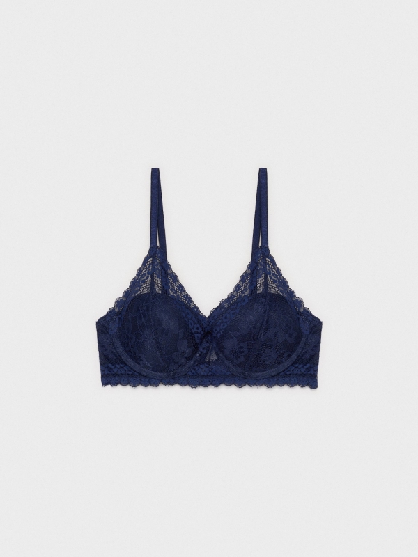 Blue lace bra navy