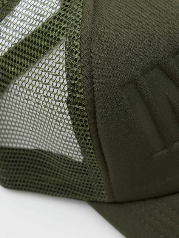 Inside trucker cap khaki detail view