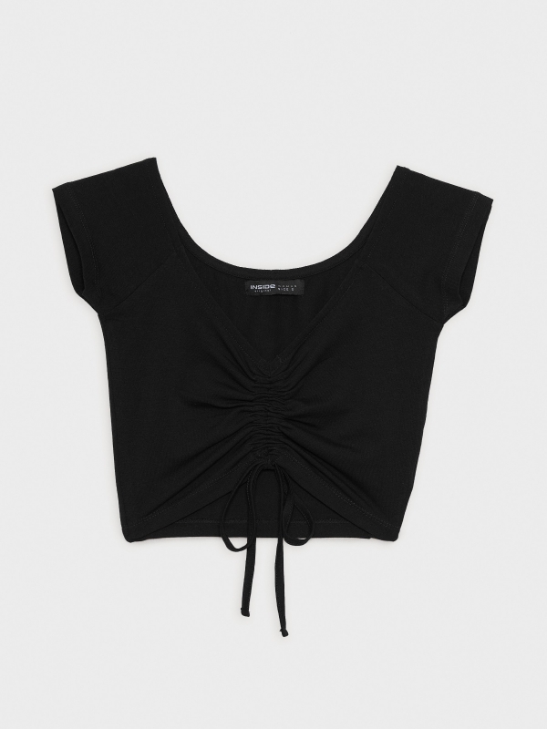  Camiseta cropped fruncido negro