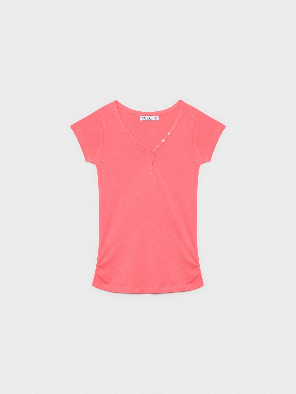  Camiseta básica cuello pico rosa