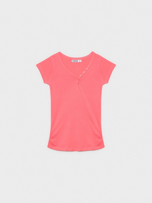  Camiseta básica cuello pico rosa