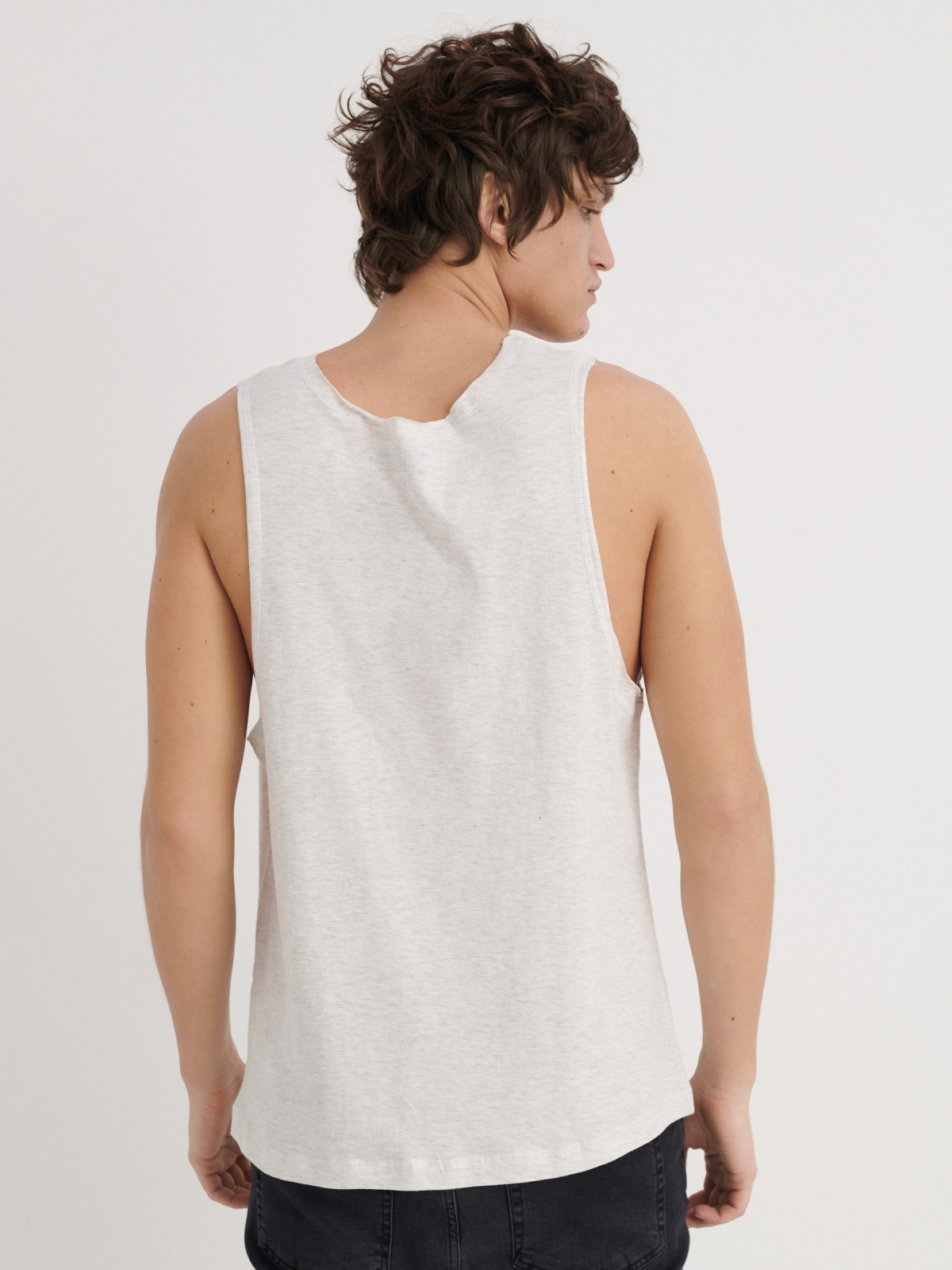 Basic tank t-shirt light melange middle back view