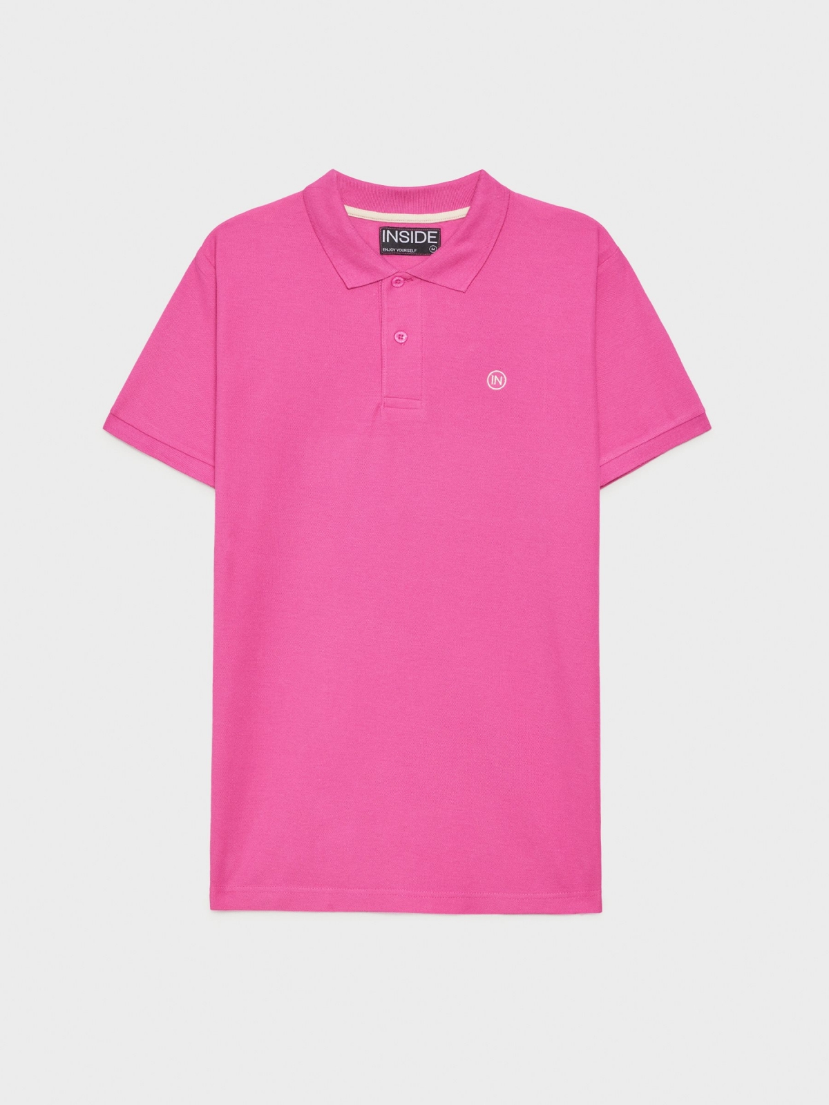  Camisa polo básica com logotipo gravado fúcsia