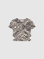 %Pto% Crop top cut out animal print beige