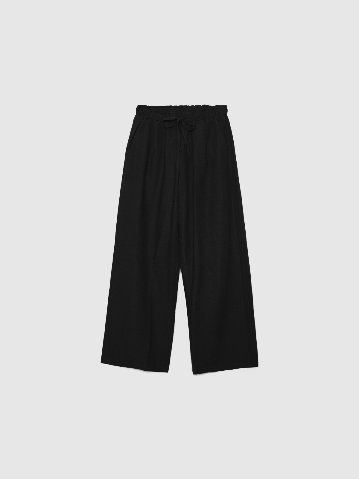  Wide-leg linen pants black