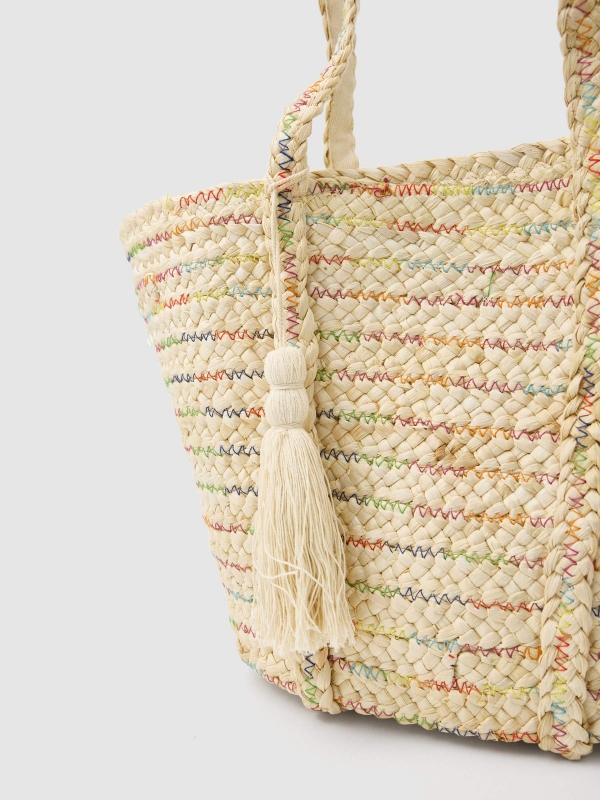 Bolso shopper yute beige vista detalle