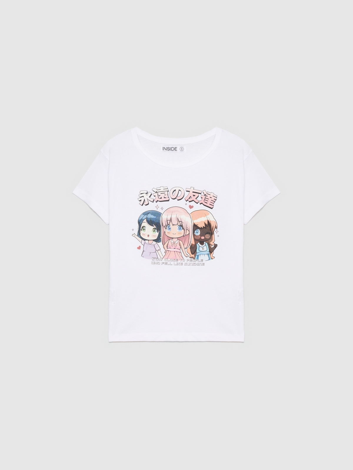  Camiseta estampado Kawaii blanco