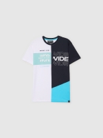 %Pto% T-shirt color block branco