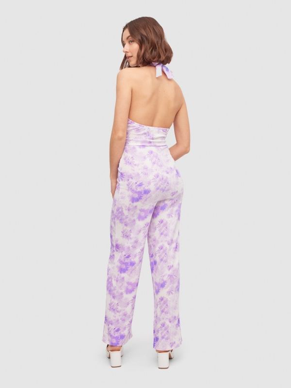 Long knotted jumpsuit mauve middle front view