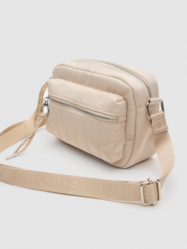 Bolso nylon acolchado blanco roto vista detalle