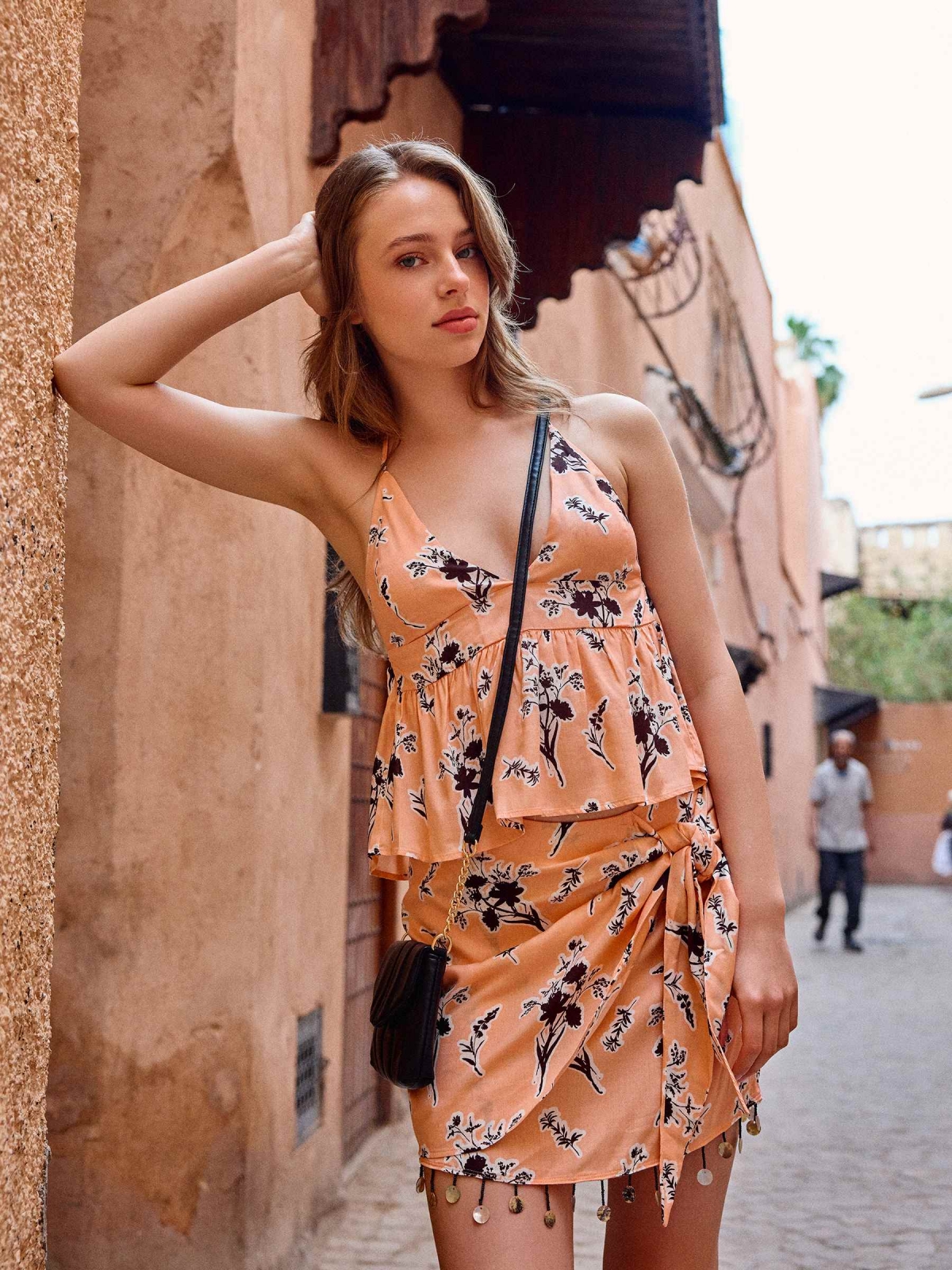 %NewExtra% Mini knotted sarong skirt peach