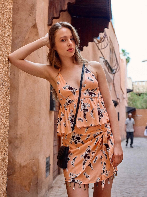  Minissaia sarongue com nós pêssego