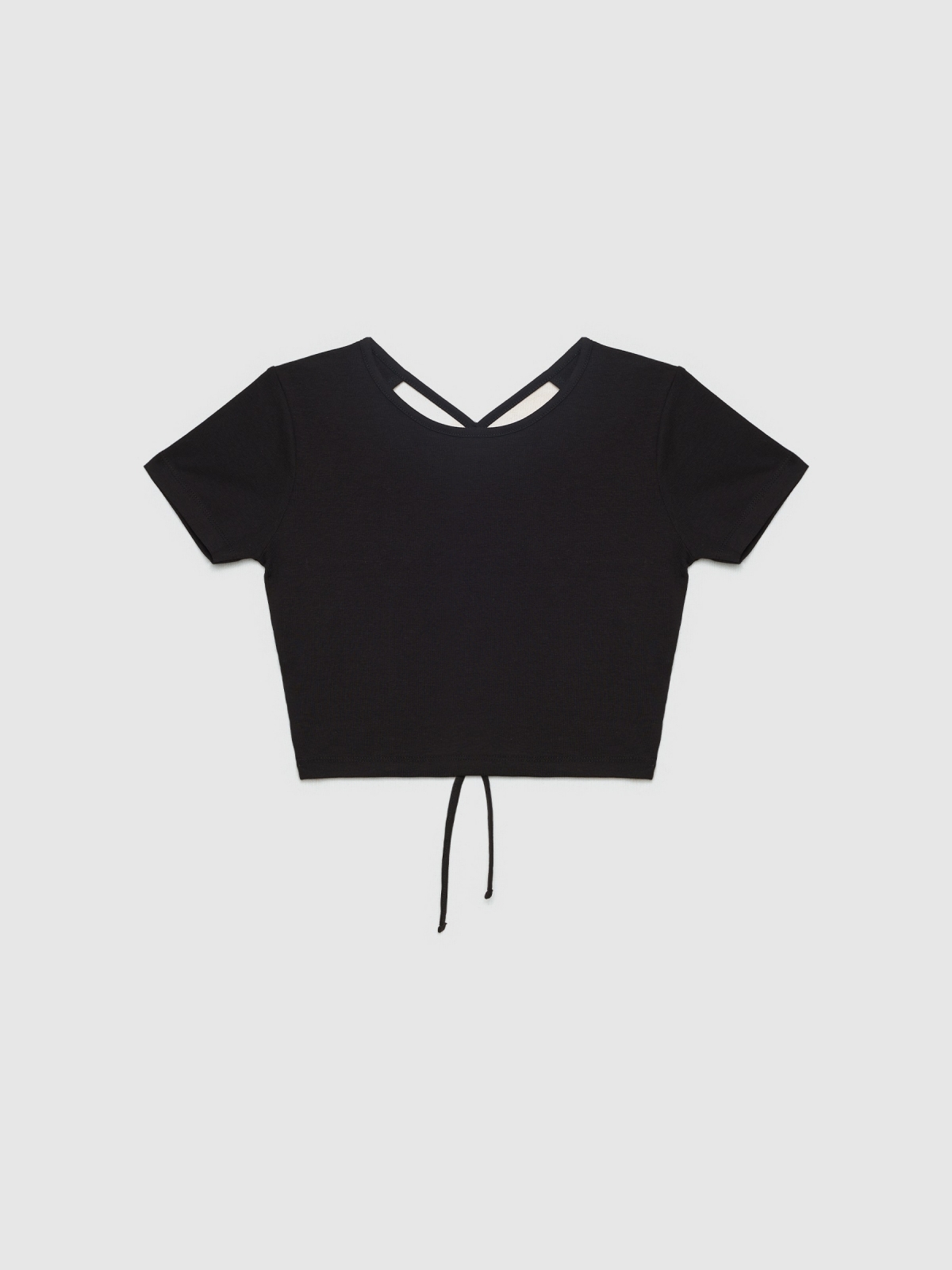 Cross back t-shirt black detail view