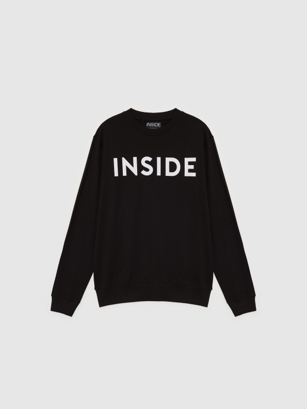 INSIDE hoodless sweatshirt black detail view