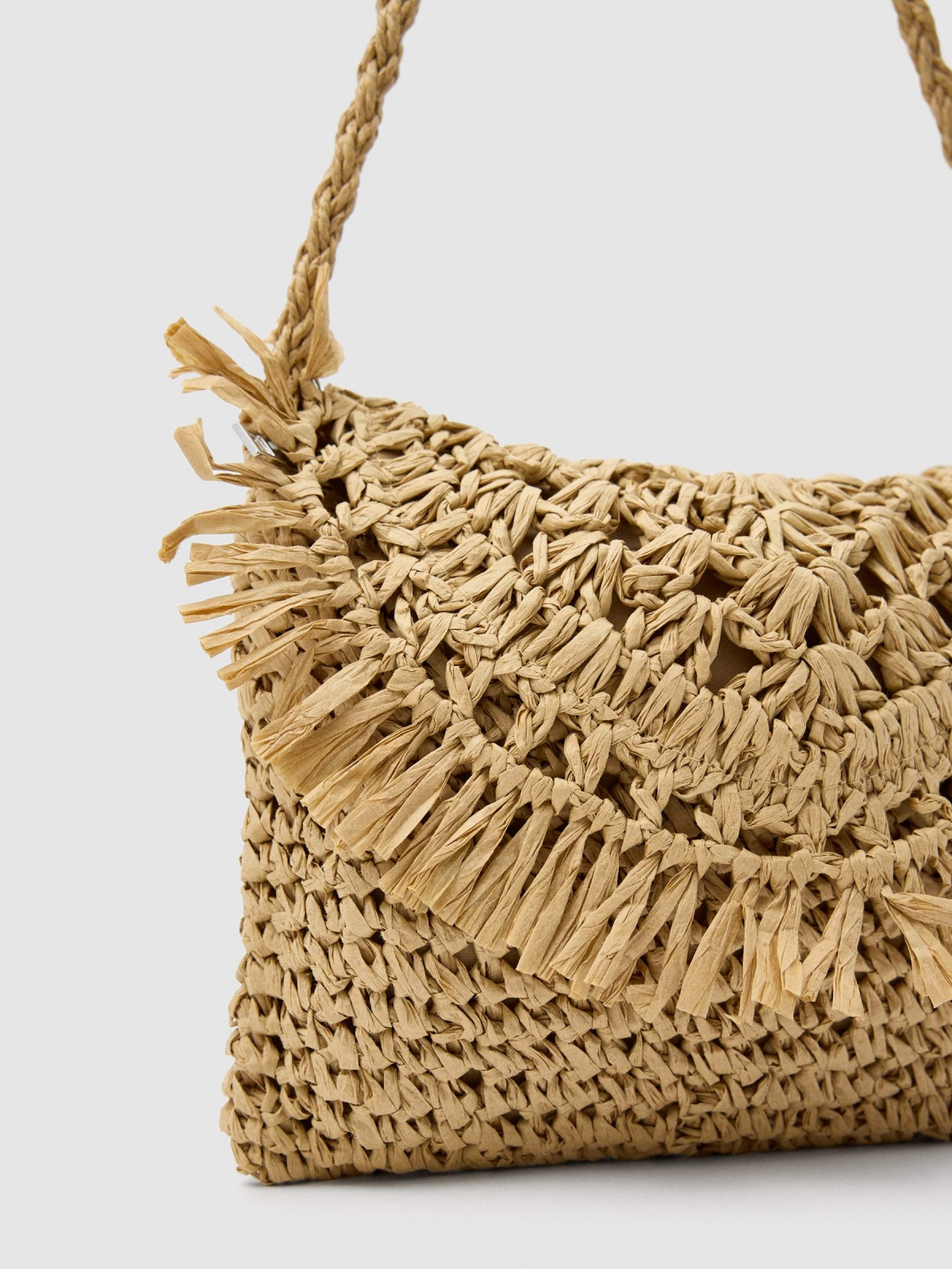 Braided jute bag brown 45º side view