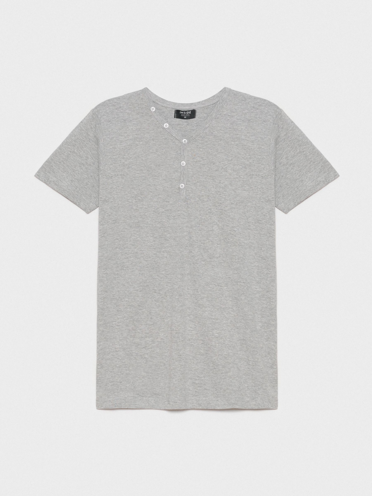  Buttons neck t-shirt grey