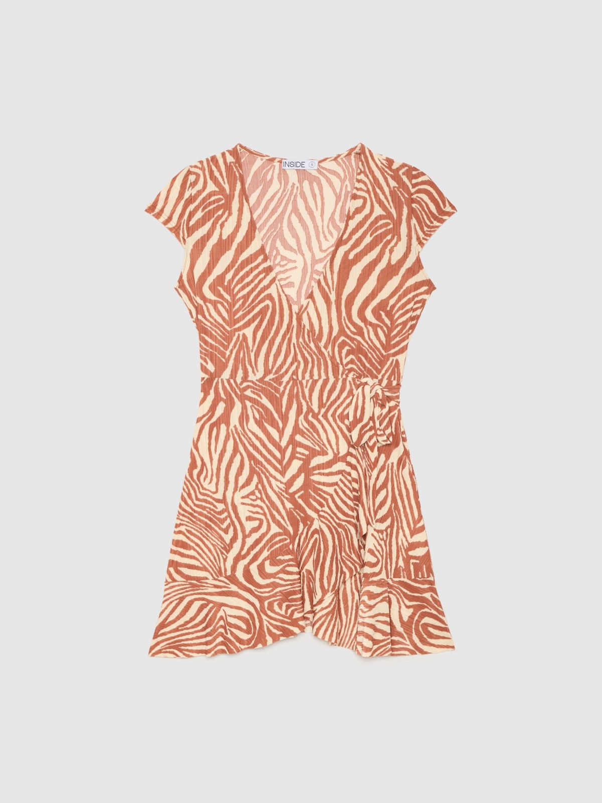 %Pto% Vestido escote cruzado tigre arena