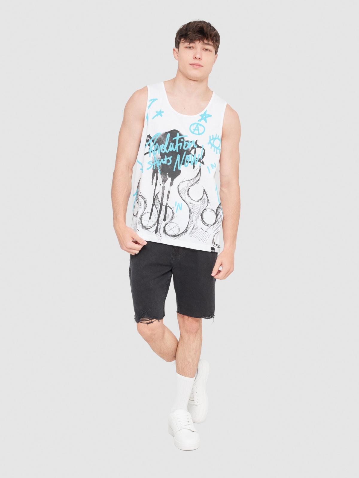 Fire tank top white front view