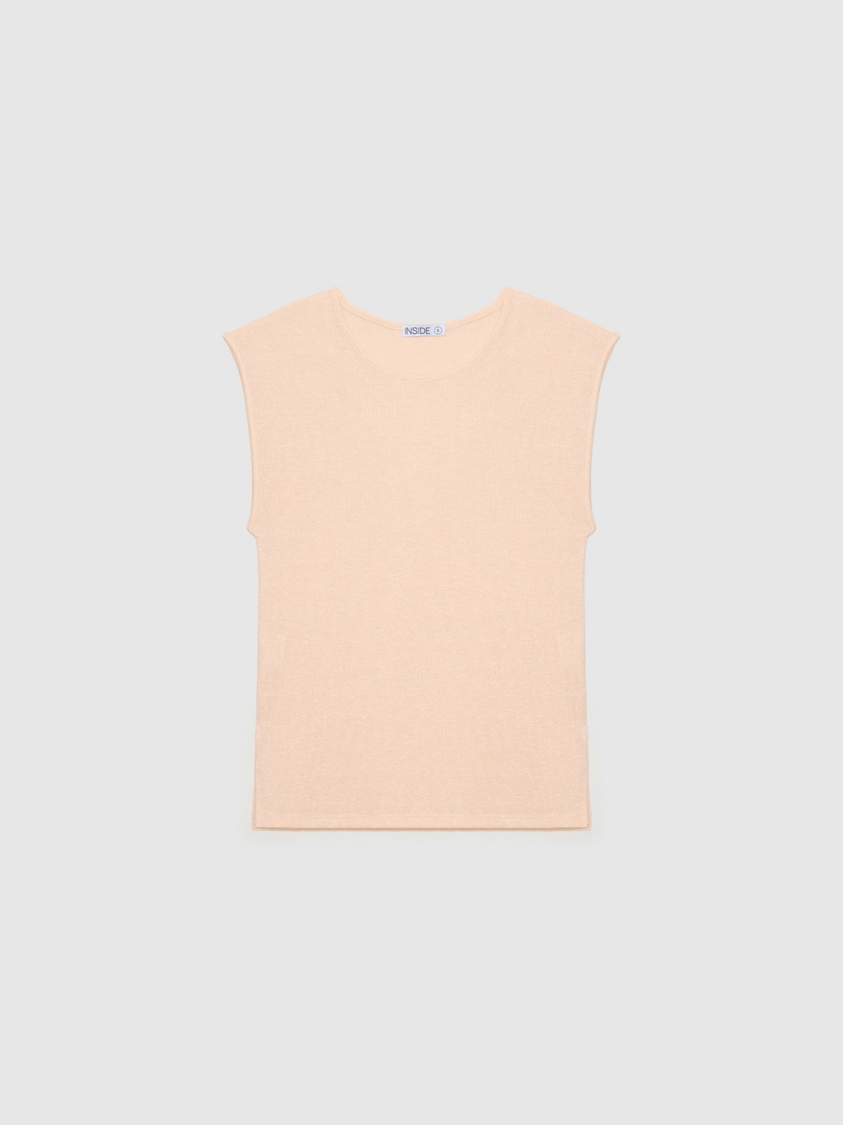  T-shirt de lurex fluido rosa nude