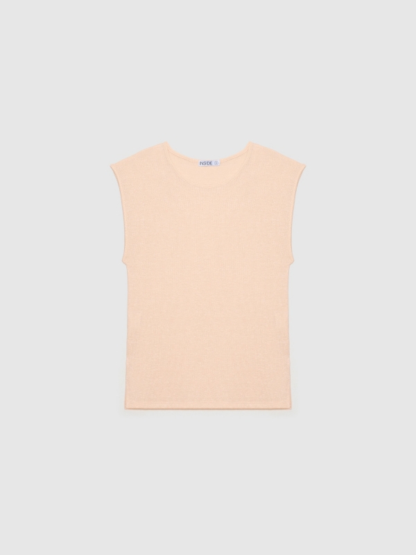  T-shirt de lurex fluido rosa nude