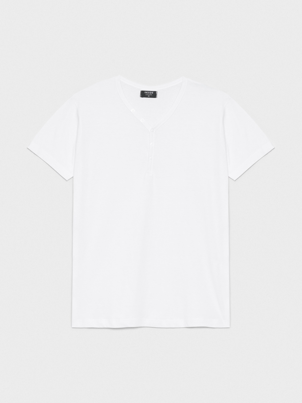  T-shirt gola com botões branco