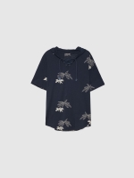 %Pto% Camiseta palmeras con capucha azul marino