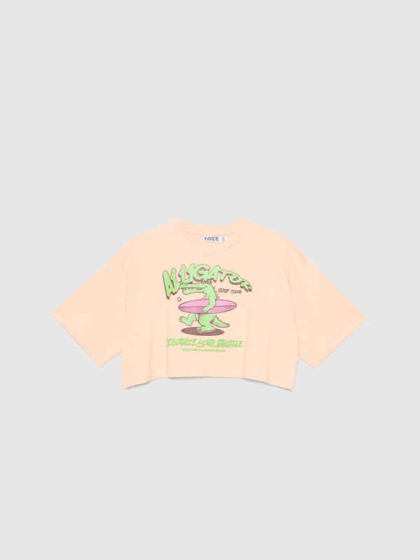  Crocodile crop top pink