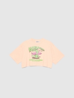 %Pto% Camiseta crop cocodrilo rosa