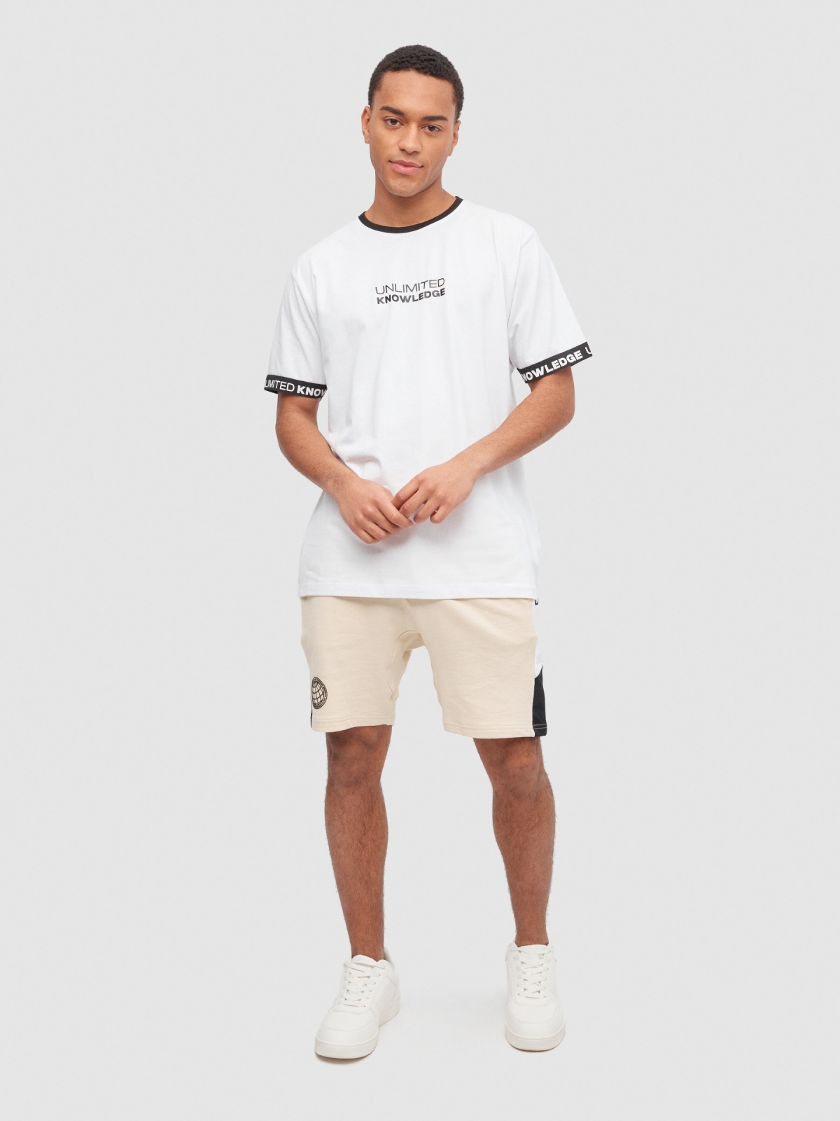 Contrast sleeve sports t-shirt white front view