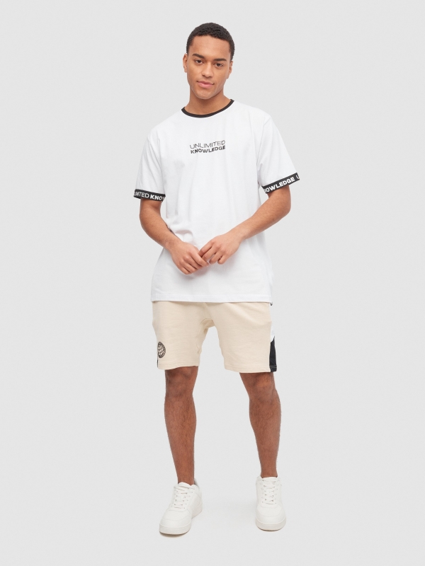 Contrast sleeve sports t-shirt white front view