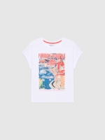 %Pto% T-shirt com paisagem costeira branco