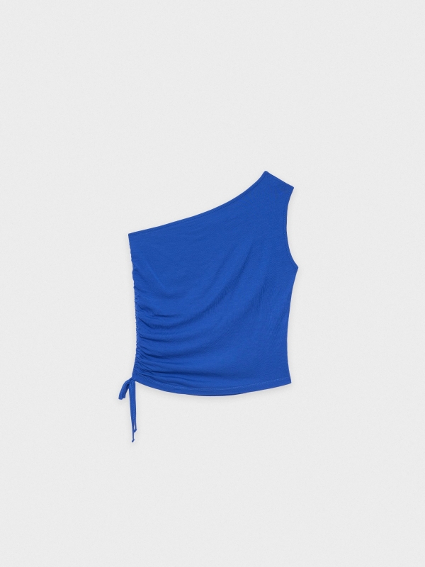  Asymmetric ruffled top electric blue