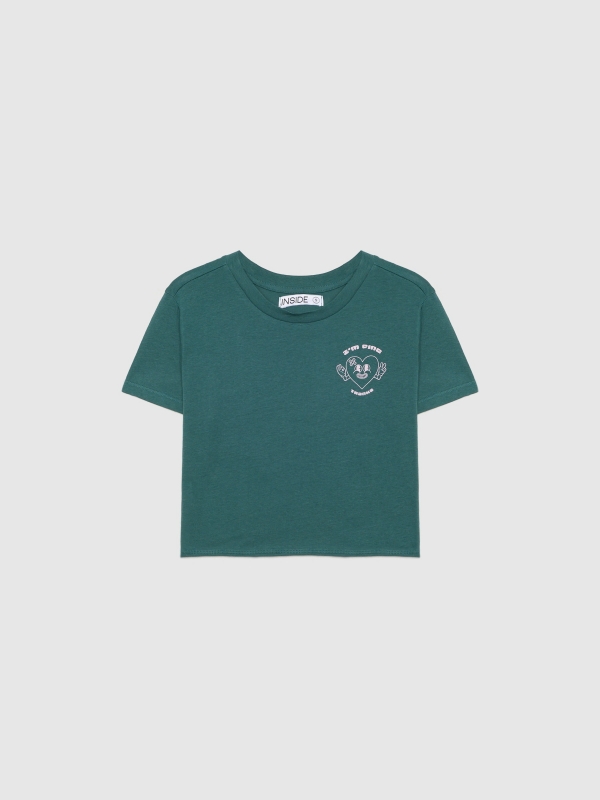  Smiling heart crop top dark green