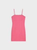 %Pto% Vestido mini ajustado tirantes fucsia