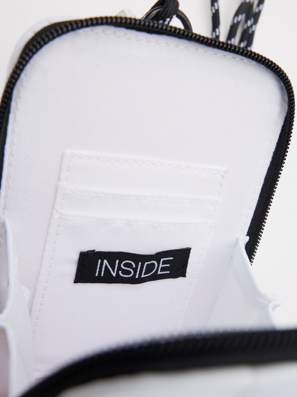 Bolsa para telemóvel branco vista detalhe