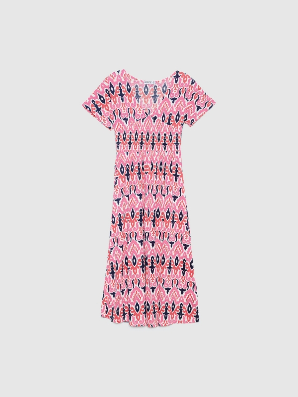  Spear print midi dress fuchsia