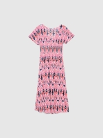 %Pto% Vestido midi estampado picas fucsia