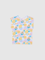 %Pto% T-shirt com estampado de flores multicolorido