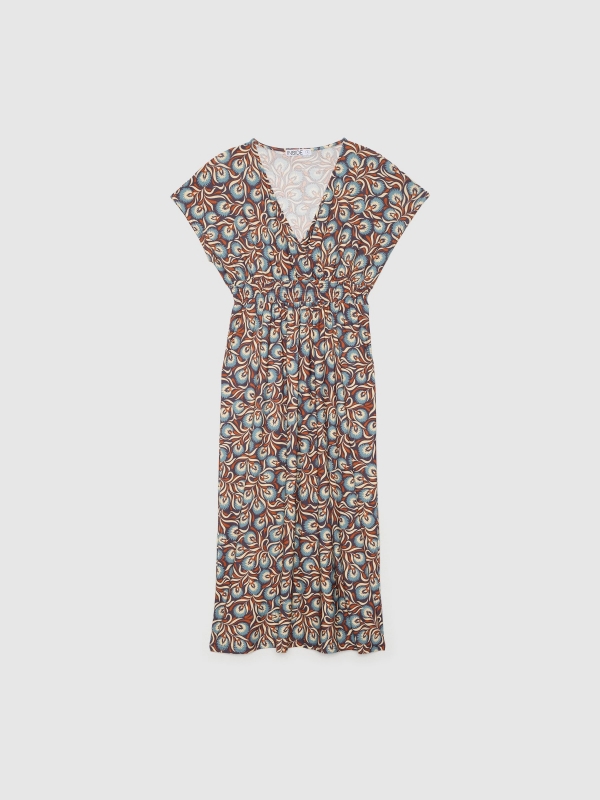  Vestido midi cintura elástica multicolorido