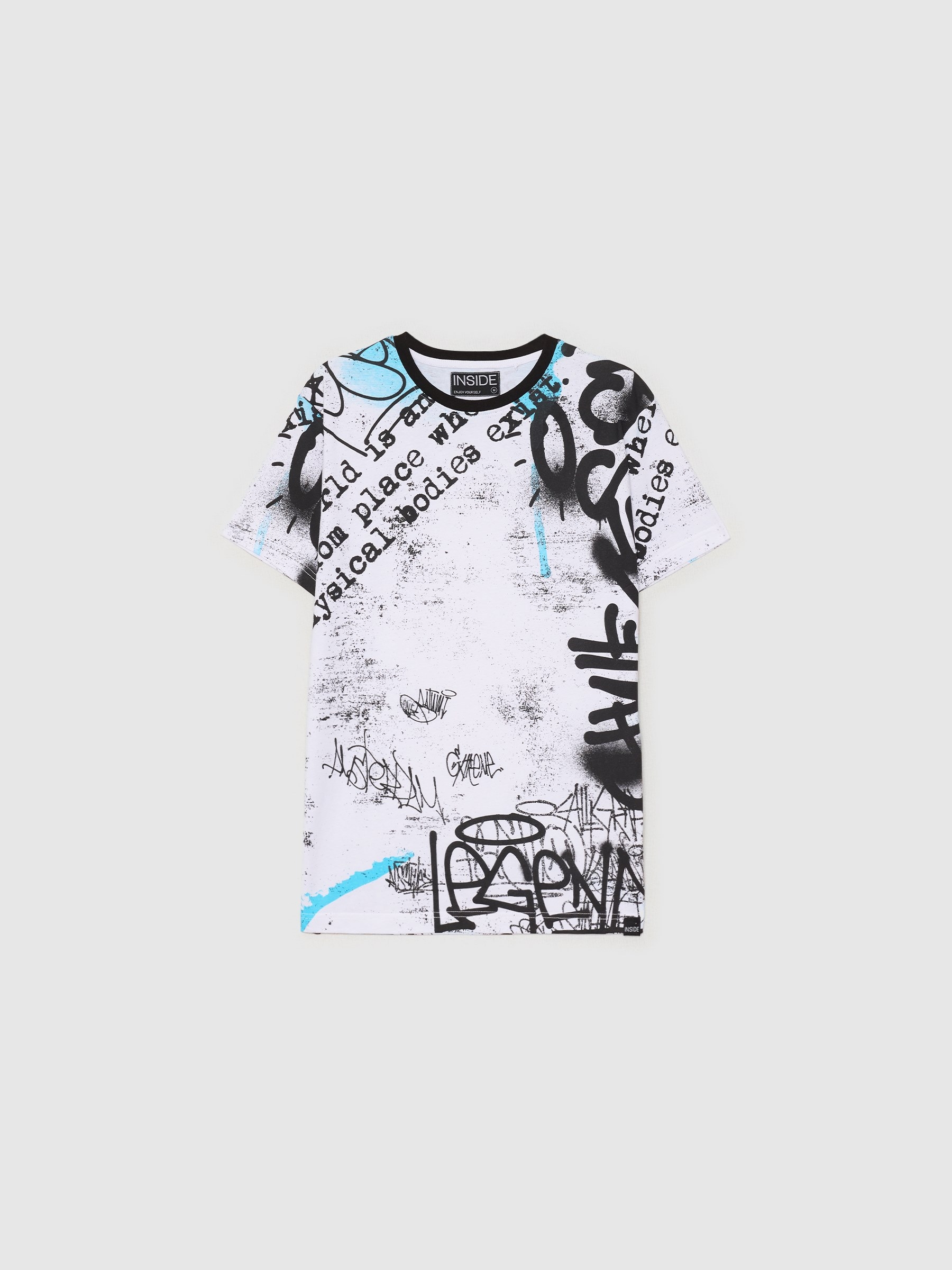 Urban text t-shirt white middle front view