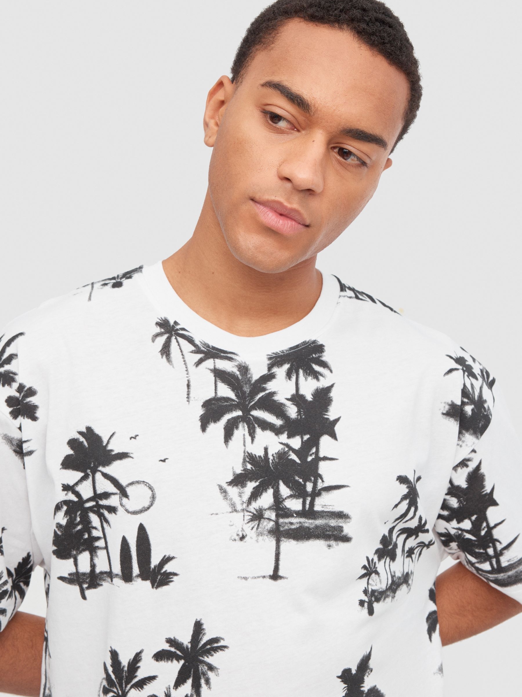 Camiseta paisajes playeros blanco vista media frontal