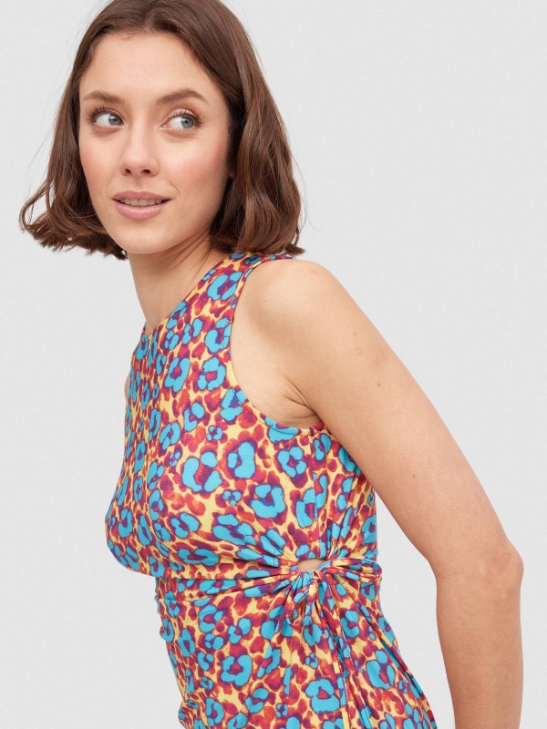 Waist cut-out midi dress multicolor detail view