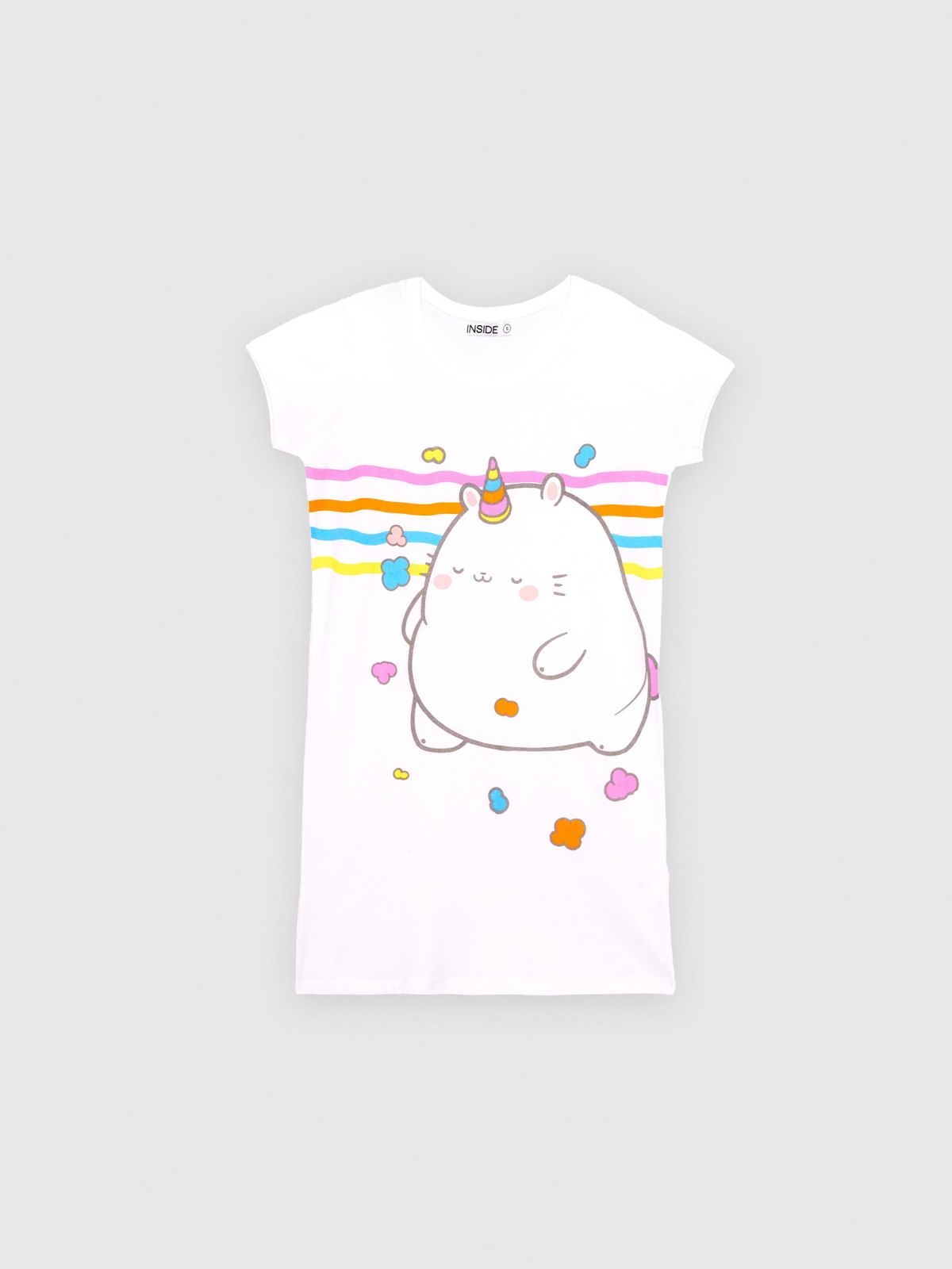  Camisón gato unicornio blanco