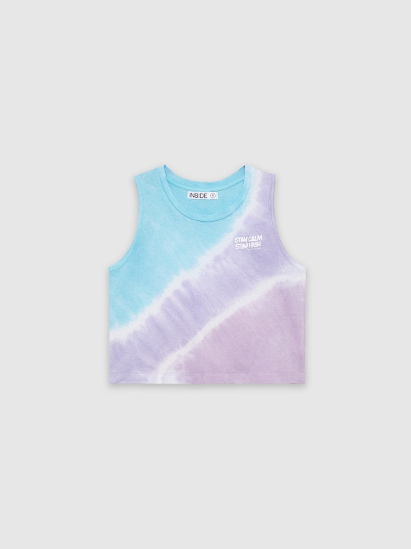  T-shirt sem mangas com efeito tie dye multicolorido