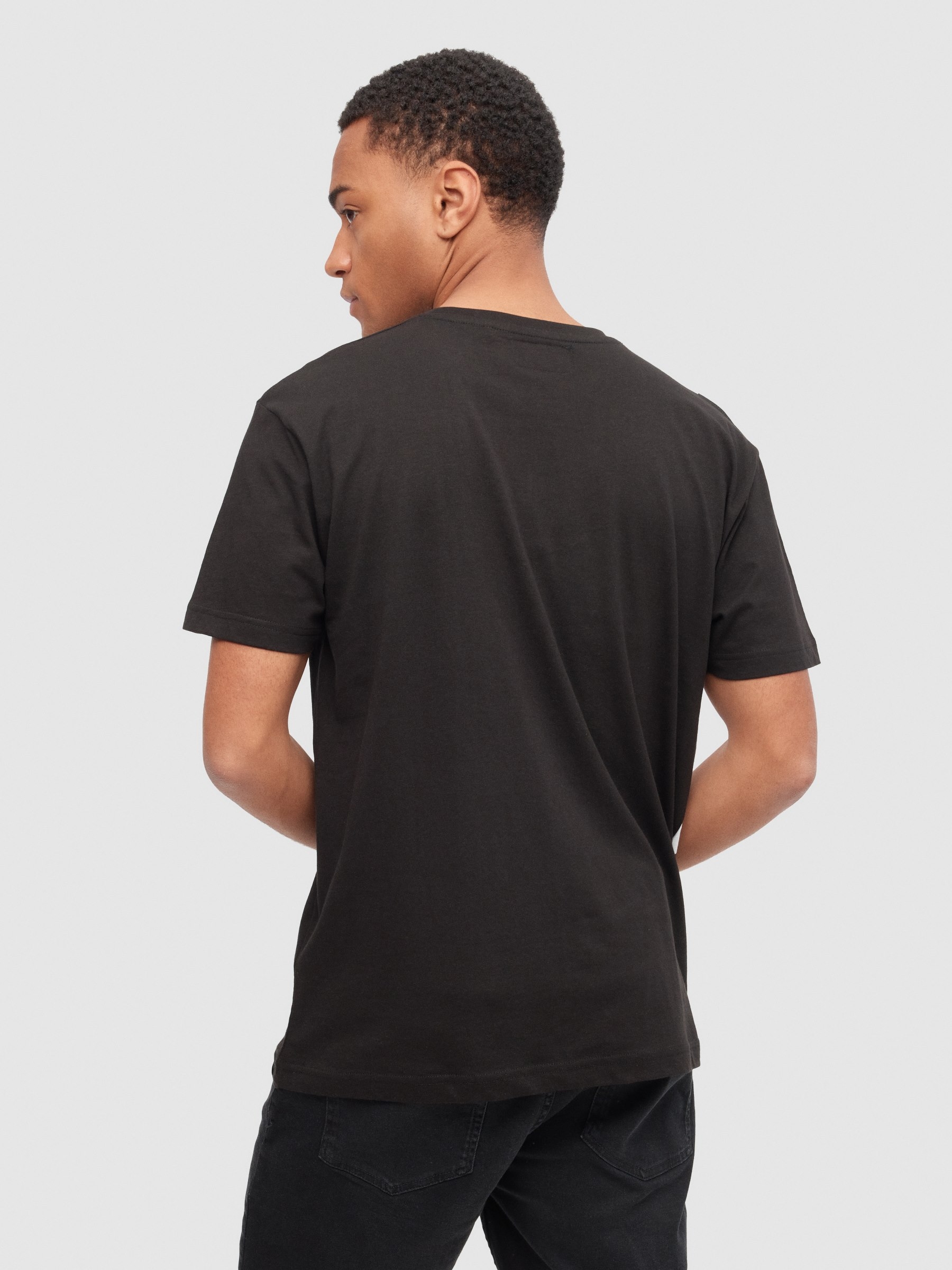 Camiseta bandera racing negro vista media frontal