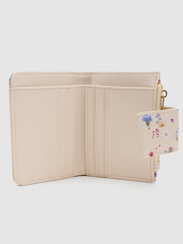 Cartera polipiel floral blanco vista detalle