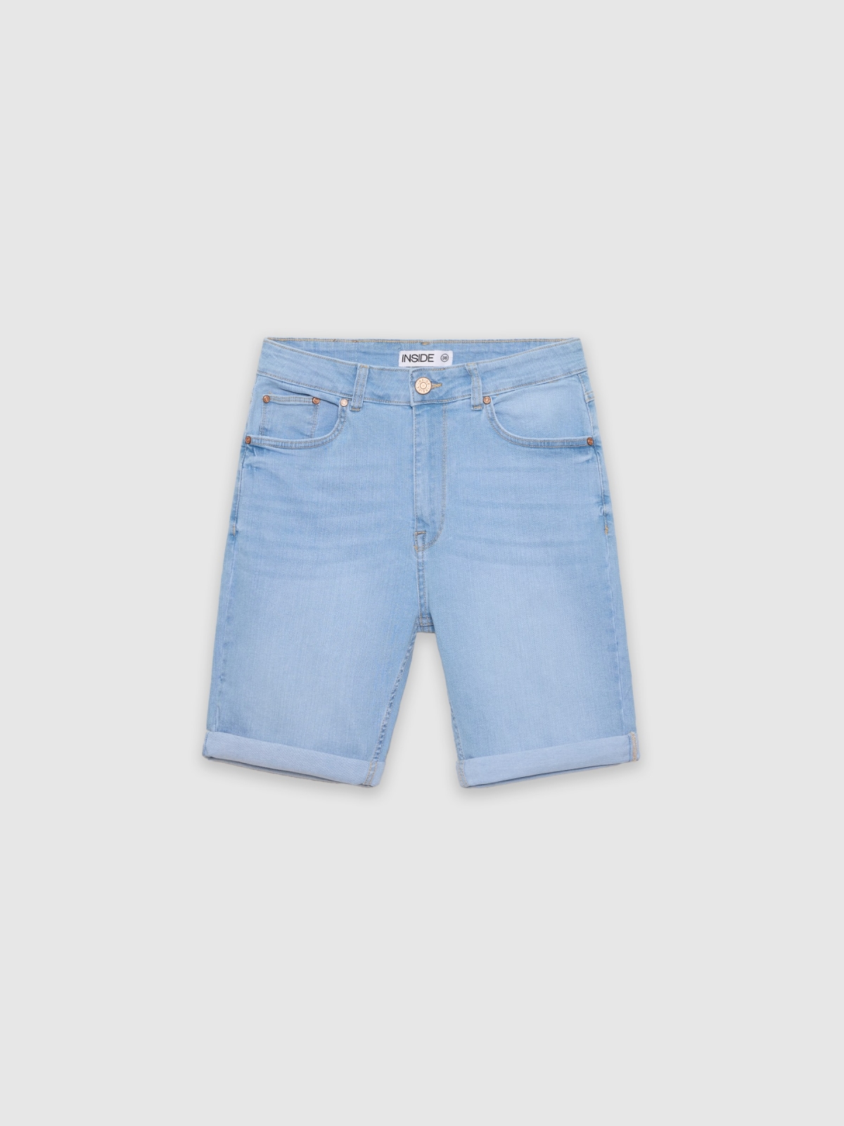 Bermudas denim slim azul vista detalle frontal