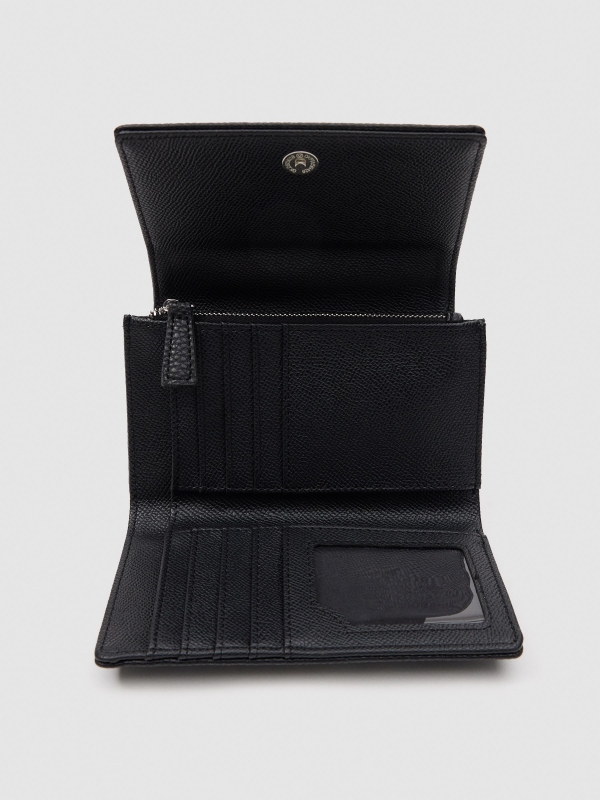 Leatherette wallet black 45º side view